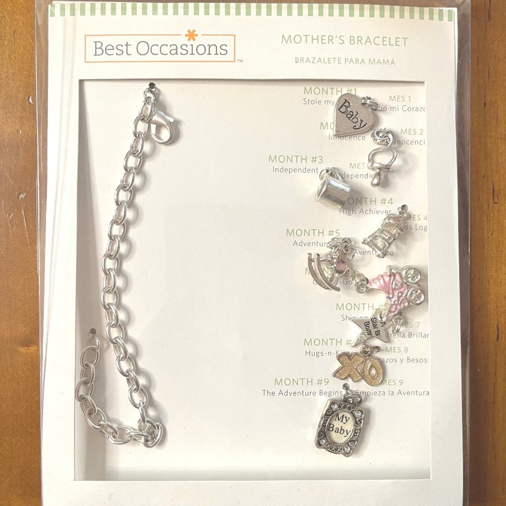 Best Occasions 10 Piece Mother's Keepsake Baby Charm Bracelet. New in Package